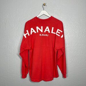Spirit Jersey Unisex M Orange Red Hanalei Kauai Hawaii Shirt Long Sleeve Cotton
